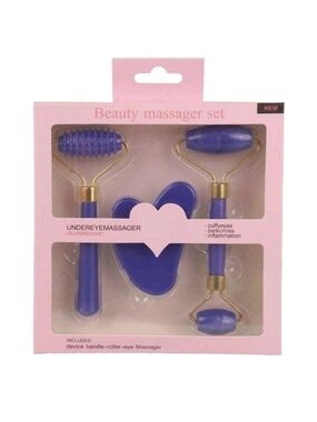 Beauty Massager Set - Purple Facial Roller & Gua Sha
